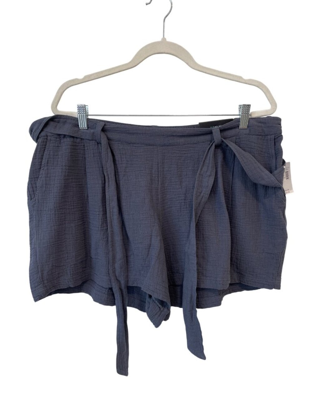 Maurices Tie Waist Shorts XXL Gauze High Rise Cotton Navy Blue Beach Summer NEW